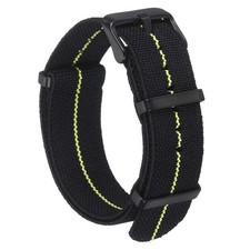 Elastic Nylon Watch Band 22mm Waterproof One Piece Watch Strap, Black/Yellow