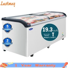 71''L Curved Glass Top Display Chest Freezer Commercial Ice Cream 19.3 cu.ft. 
