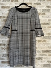 Black And White 3/4 Sleeve Dress - Enfocus Studio - Knee-length, Office Wear