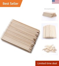 100 Pcs Orange Wood Sticks - Double-Sided Cuticle Pushers for Nail Care