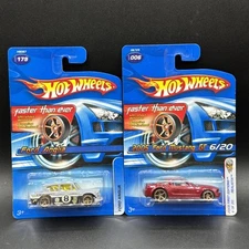 Lot x2 Hot Wheels Faster Then Ever FTE RED MUSTANG GT 006 & ANGLIA 179 GRAY