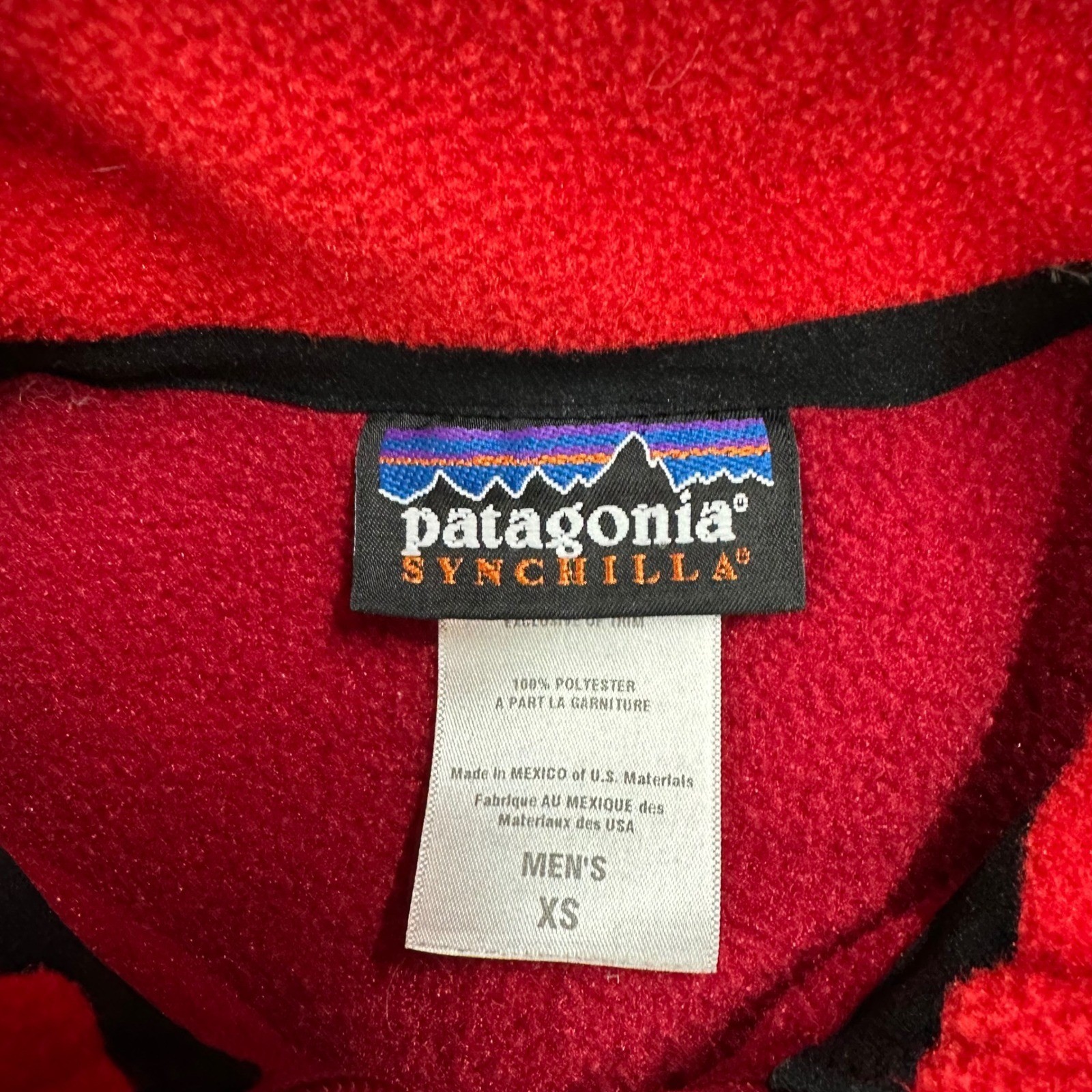 Patagonia Mens Synchilla Fleece Jacket Red Half Zip Pullover Pockets Mens XS thumbnail 3