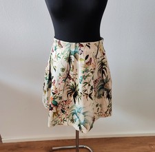 H&M Skater Rock 38 beige Palmen Blumen Jungle Print Minirock Falten casual Look