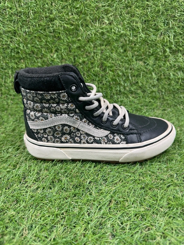 Vans Sk8 Hi MTE Niños Niñas Negro Floral Alto Tenis Margaritas Juveniles Talla 2.5 Foto 3 de 4