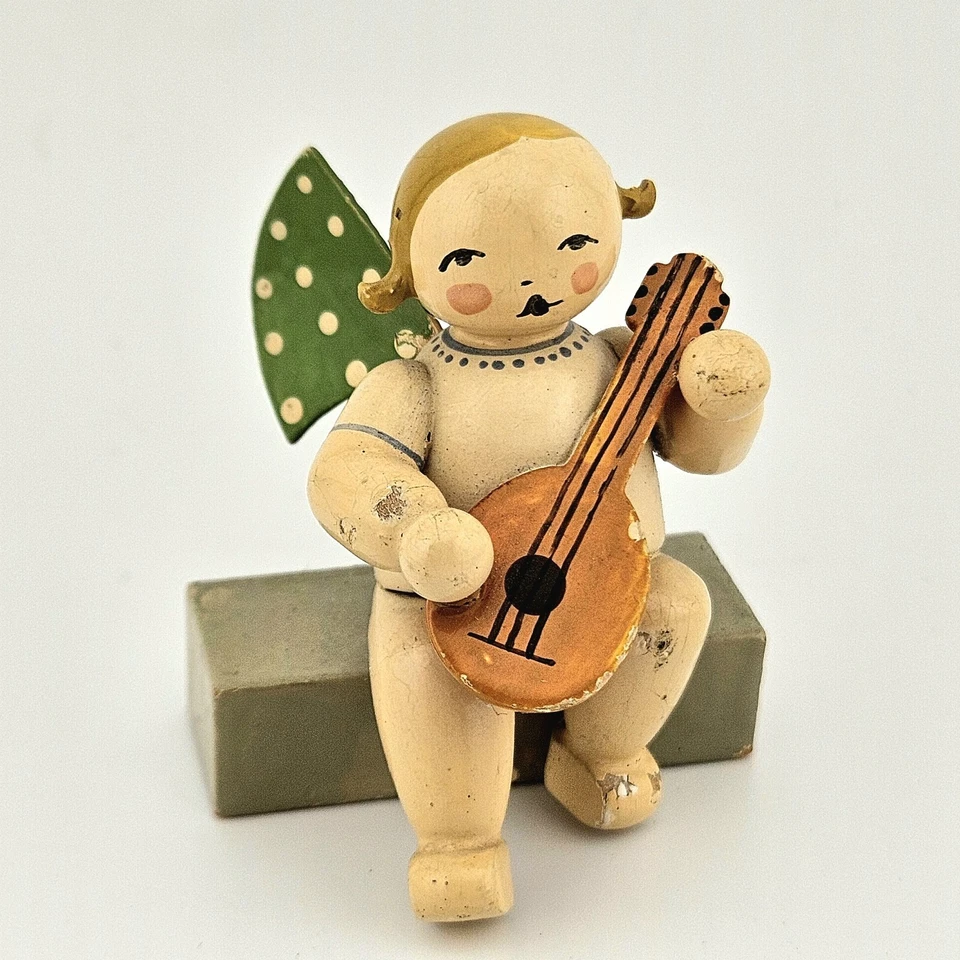 Wendt & Kühn Engel mit Mandoline sitzend blond 650/4a Rarität Nachkrieg - Bild 1 von 4