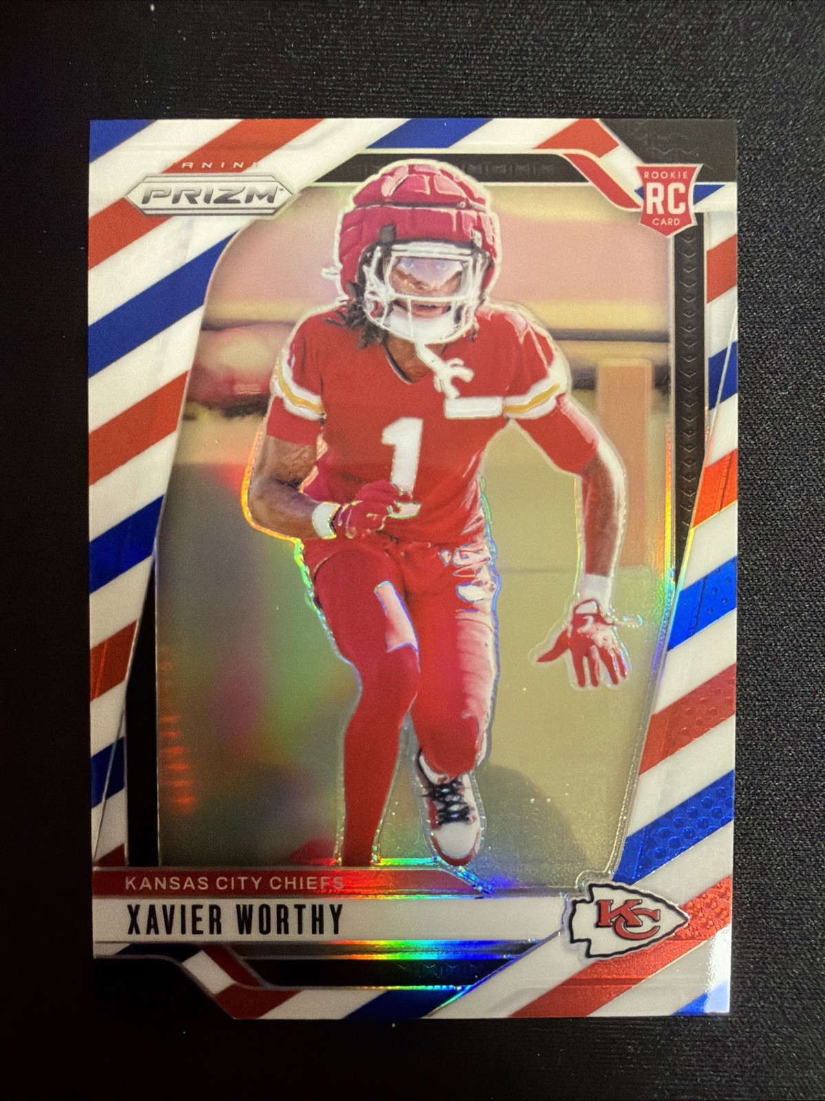 2024 Panini Prizm Rookies Xavier Worthy #399 Red White Blue Prizm (RC) Chiefs