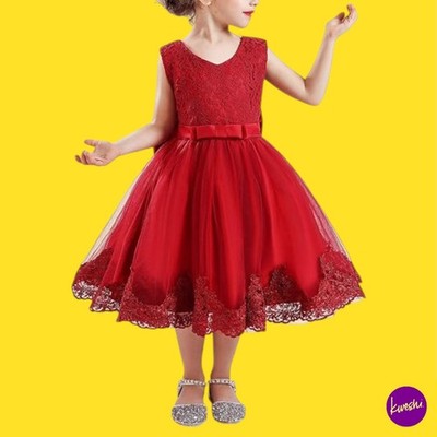 TTYAOVO Baby Mädchen Tutu Kleid, Baumwollmischung, Spitze Schleife Festzug, rot, Alter 2-3