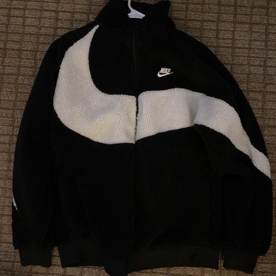 Nike Big Swoosh Reversible Boa Jacket Fleece Sherpa Size Large