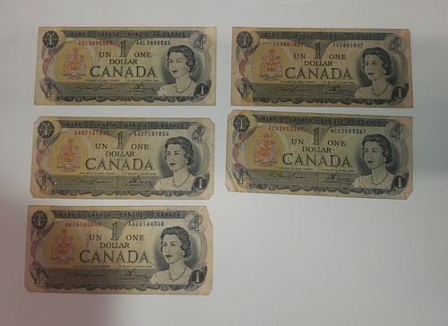 5 x 1973 Canada $1 One Dollar, STAR * Replacement note, 5 banknote lot, QEII - Picture 2 of 14