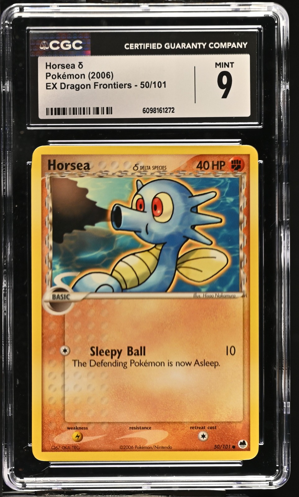 2006 Pokemon EX Dragon Frontiers Horsea 50/101 CGC 9 Mint