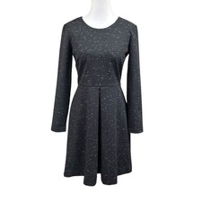 Madewell Marled Gia Ponte Concept Front Pleat Long Sleeve Dress Sz 4 Speckled