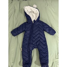 Toddler Navy Blue Quilted Puffer Snowsuit Fle...