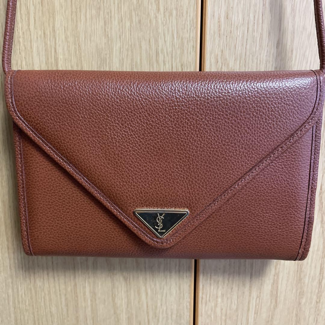 Borsa a tracolla Yves Saint Laurent triangolo logo pelle marrone autentica F0508187