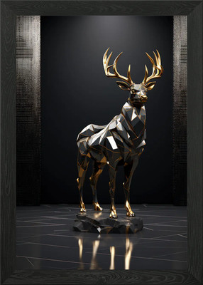 Marmor Statue eines Hirsches gerahmt Wandbild Poster Leinwanddruck Bild
