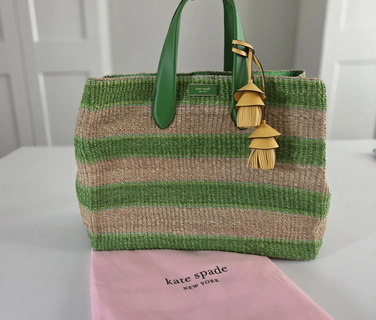 kate spade new york Green Straw Exterior Bags & Handbags for Women 