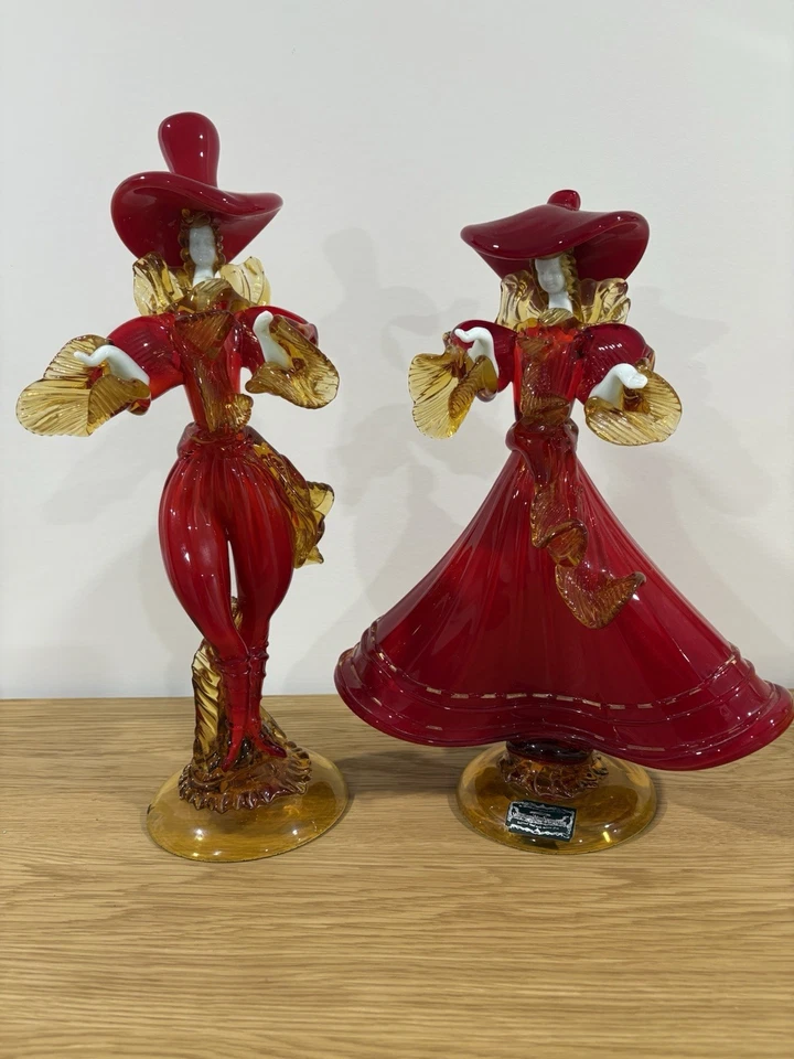 Vintage Italian Venetian Murano Glass Man/Woman Dancer Figurines Rare - Image 2 of 4