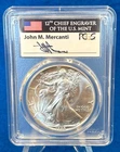 1986 Silver Eagle PCGS MS69 Hand Signed John Mercanti