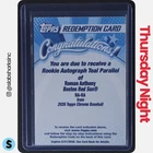 2026 CHROME #RA-RA ROMAN ANTHONY ROOKIE AUTO TEAL REFRACTOR RC /299 - REDEMPTION