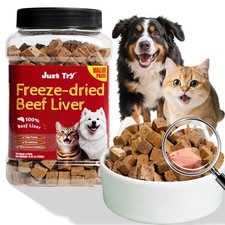 8.82 oz Freeze-Dried Beef Liver for Dogs  Cats   Single Ingredient Dog Treat...