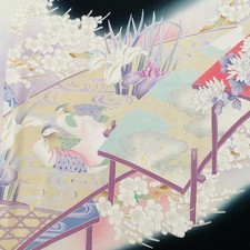 Ceremony C 14x65 LONG Hand Painted Tomesode Black Silk Kimono Fabric ToF85