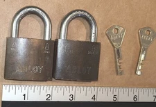 Abloy 3045 model padlocks with 2 working keys - qty. 2 for 1 price - Tested good