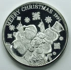 MERRY CHRISTMAS PEACE ON EARTH ROUND! 10Z .999 FINE SILVER! NR #P2072
