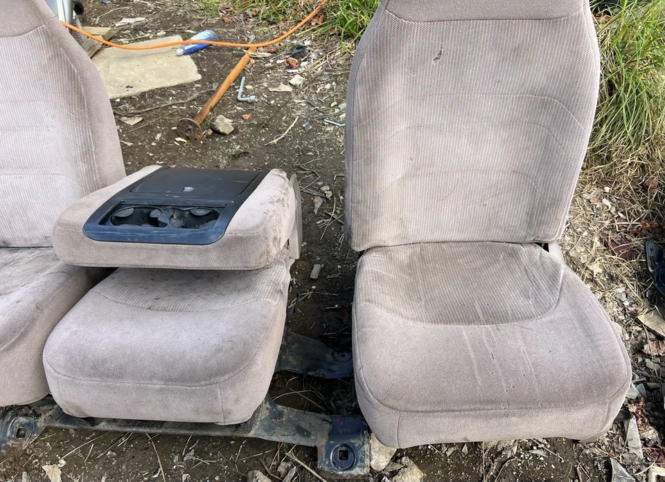 Camión Ford F-150/250/350 1992-1996 asientos con canastilla y consola bronceado necesita limpieza OEM Foto 4 de 4