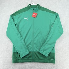 Puma team GOAL 23 Training Jacket Mens Large Green Full Zip Fleece Zip Pockets