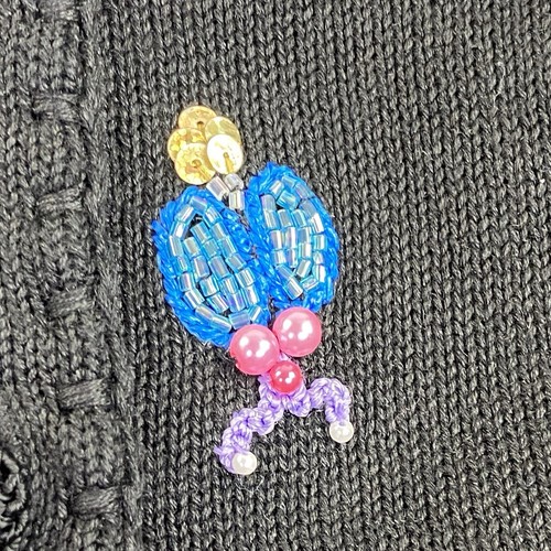 Vintage Michael Simon 1999 90s Y2K Black Knit Beaded Bee Sweater Large - Bild 8 von 13