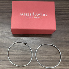 James Avery Retired Swedge Hoop Earrings Sterling Silver Large
