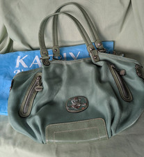 Kathy van Zeeland green handbag with original blue dustbag and charms