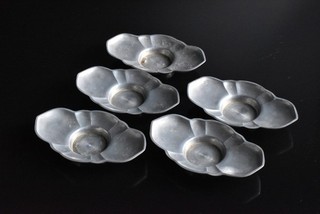 S6686: Japanese Tin TEA CUP TRAY Saucer Chataku 5pcs auto Tea tool