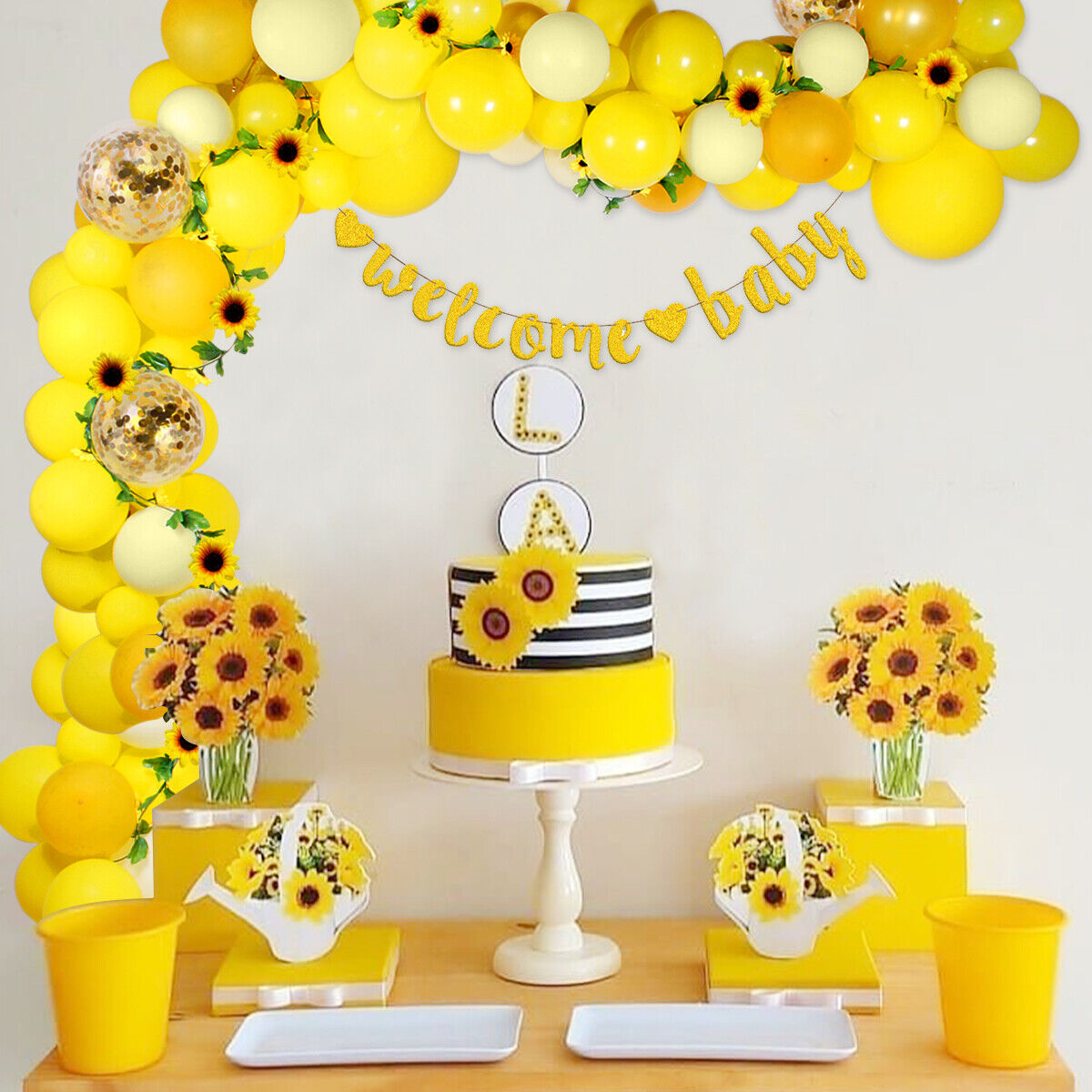 Sunflower Latex Balloon Garland Arch Kit Yellow Birthday Party ...