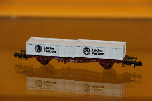 Minitrix 13595 Containerwagen DB  ICI Farben | Condition: Neu
