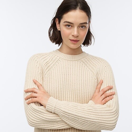 Beige Ribbed crewneck sweater AL762 
