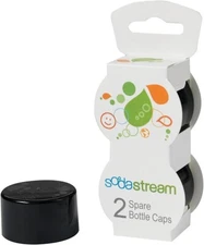 SodaStream Bottle Caps Black 2Pk Plastic Replacement Cap Carbonating Bottles New