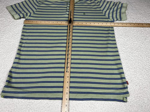 Vintage Izod Polo Mens Large Green Blue Stripe Preppy Casual Shirt Golf 90’s - Picture 4 of 11