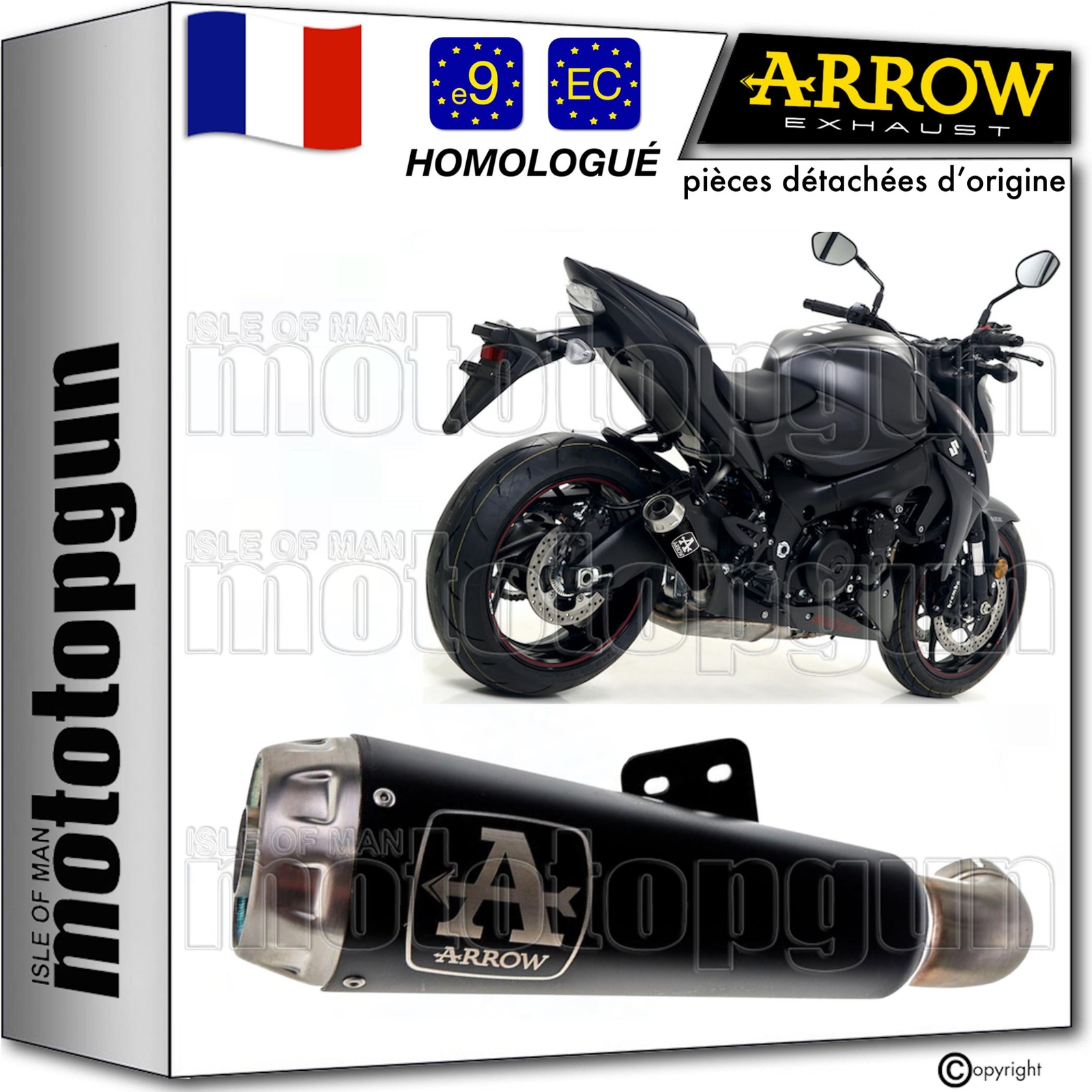 Silencieux Arrow Pro-Race noir homologué pour Suzuki GSX-S 1000 F 2015