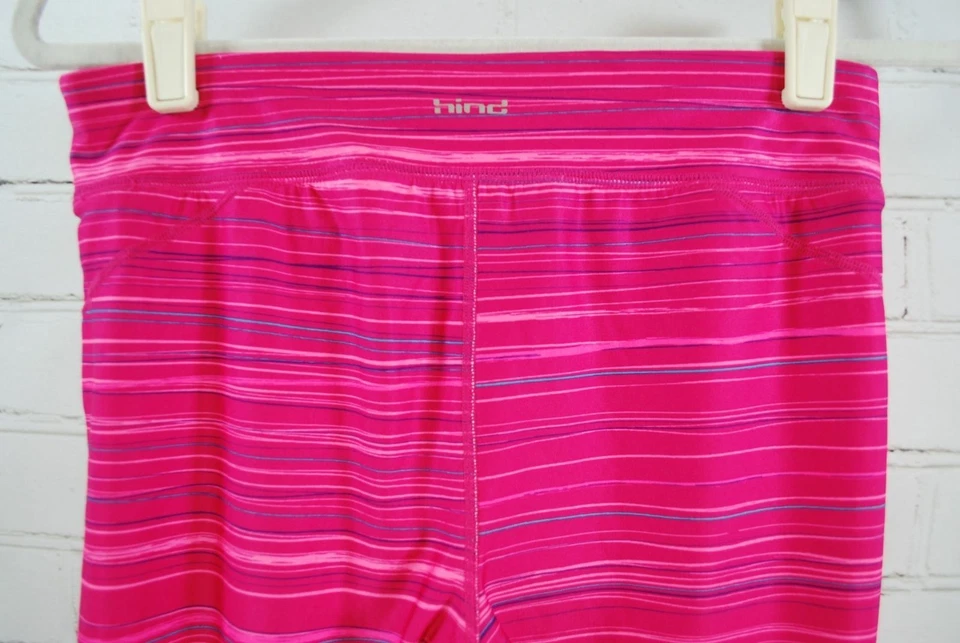 HIND Capri/Medias Cortas Fitness/Entrenamiento - Rayas Rosa Brillante Para Mujer Talla Mediana Foto 4 de 4