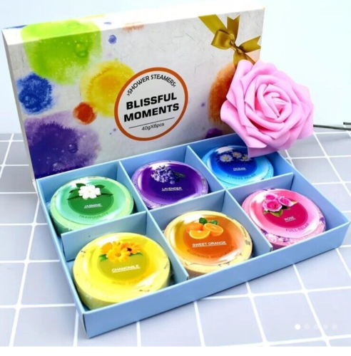 Bath Bombs Gift 6 Piece Set with Organic Essential Oils & Dry Flowers Moisturize