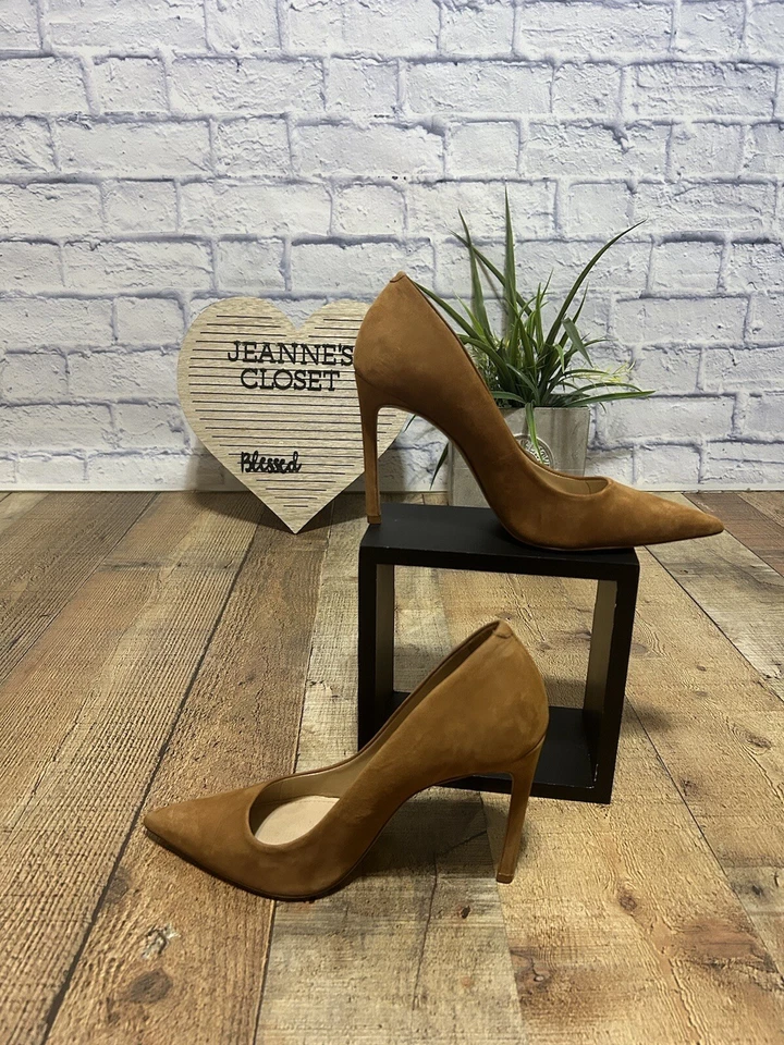 Schutz Suede Pointed Toe Pumps Lou Dark Tan/brown - Image 3 of 4