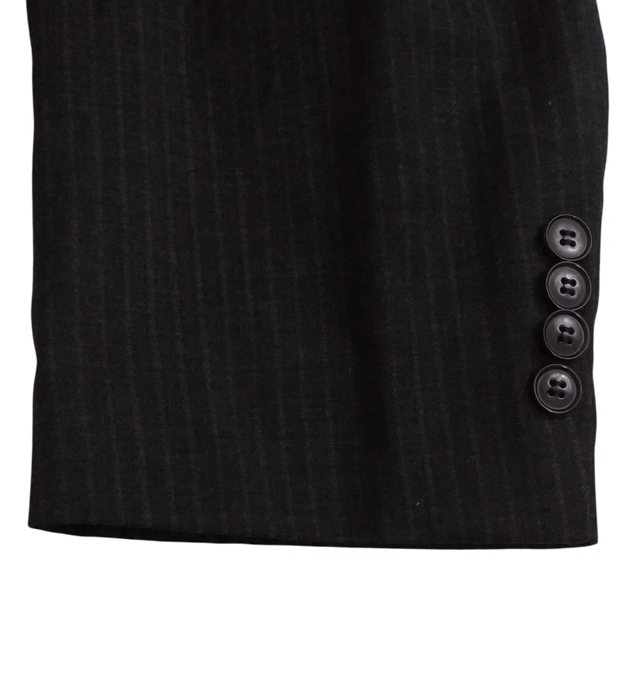 Hugo Boss Scorsese Movie Two Piece Gray Virgin Wool Stripe Suit 48R Pants 42X30 - Image 4 of 4