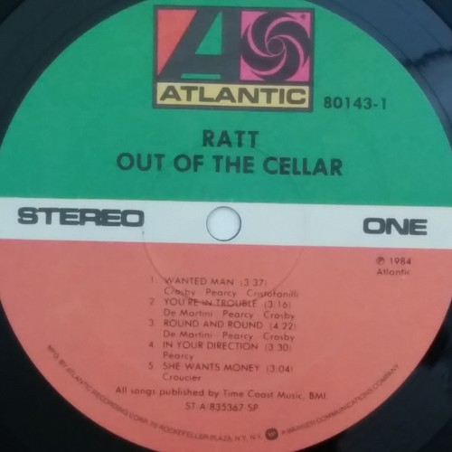 RATT Out Of The Cellar 801431 SP LP Vinyl VG++ Cover VG+ Co Slv Notch 1984 - Picture 3 of 5