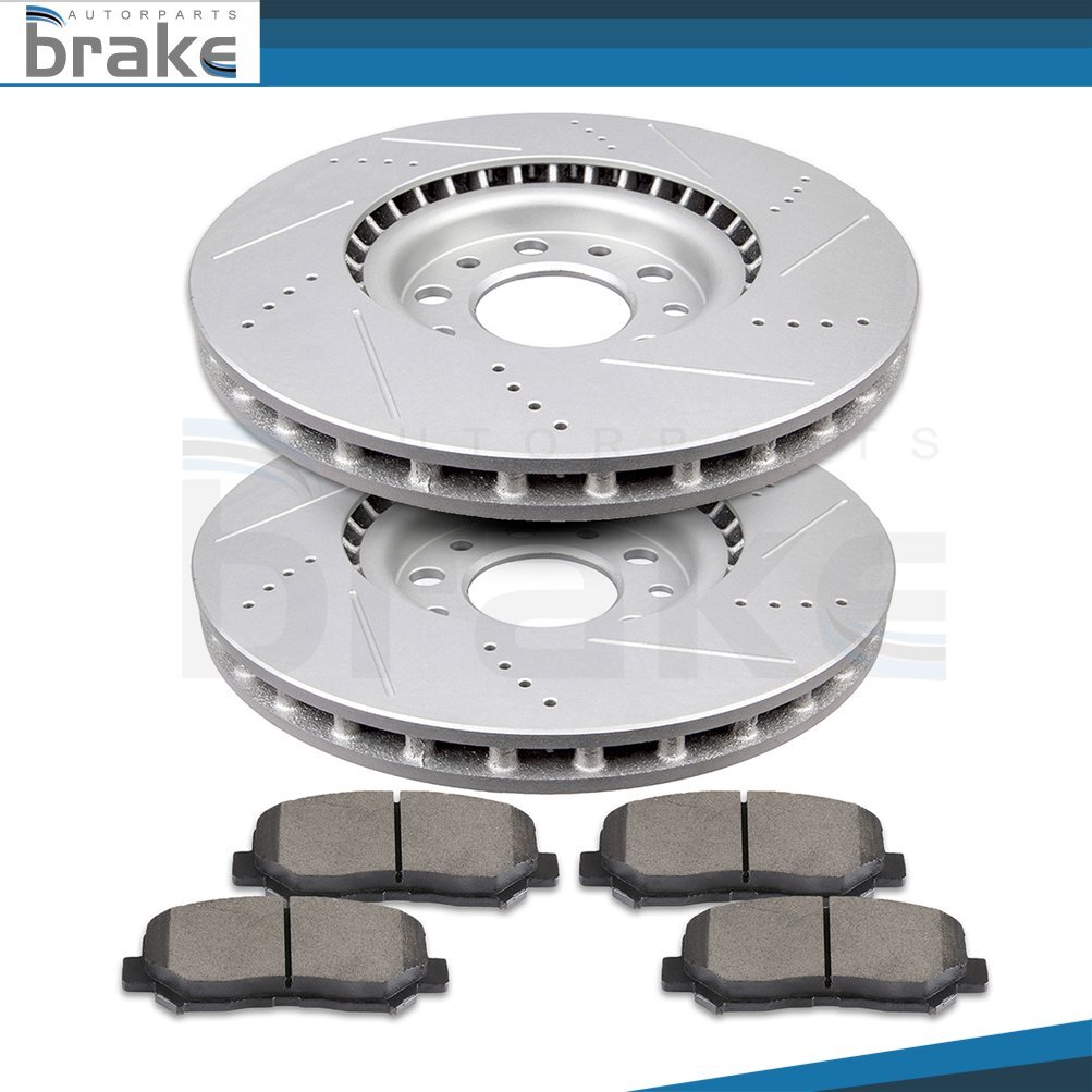 Front Drilled & Slotted Brake Rotors Ceramic Pads 5 Lug For Dodge Dart