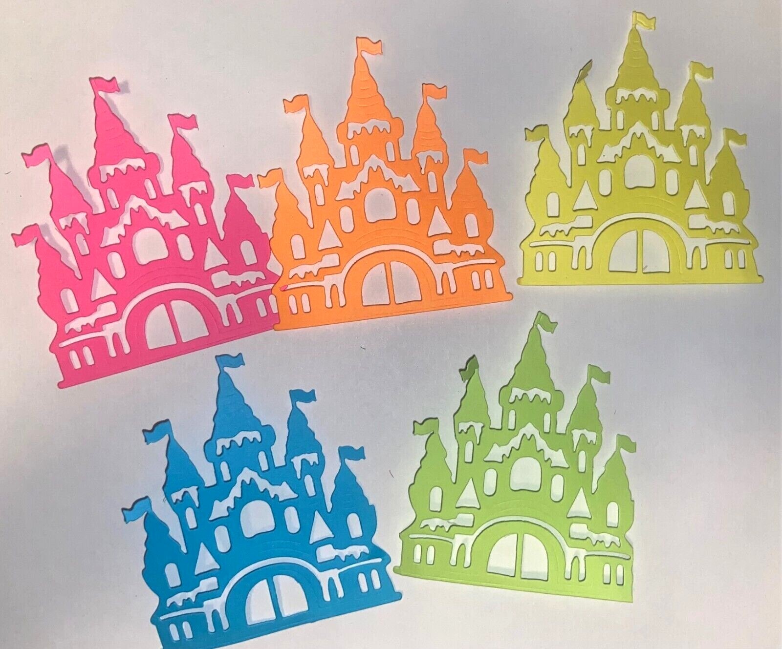 5 small CASTLE cardstock paper die cut embellishments scrapbook / card ...