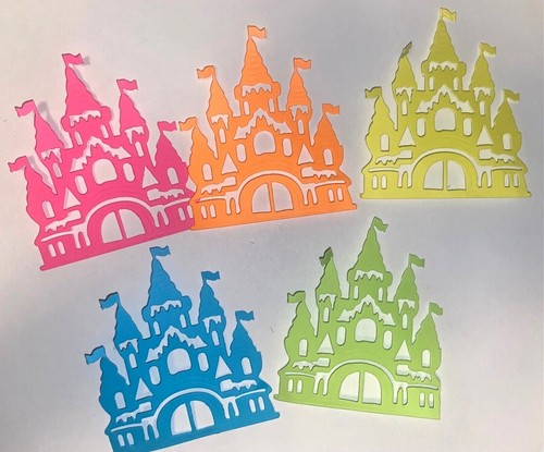 5 small CASTLE cardstock paper die cut embellishments scrapbook / card ...