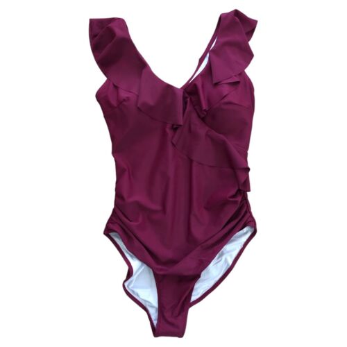 NWT Tummy Control Ruffle V-neck One Piece Swimsuit bathing suit size large