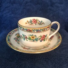 2-PC SET OF COALPORT MING ROSE BONE CHINA FLAT TEA CUP  SAUCER-VG/EUC-10 AVAIL