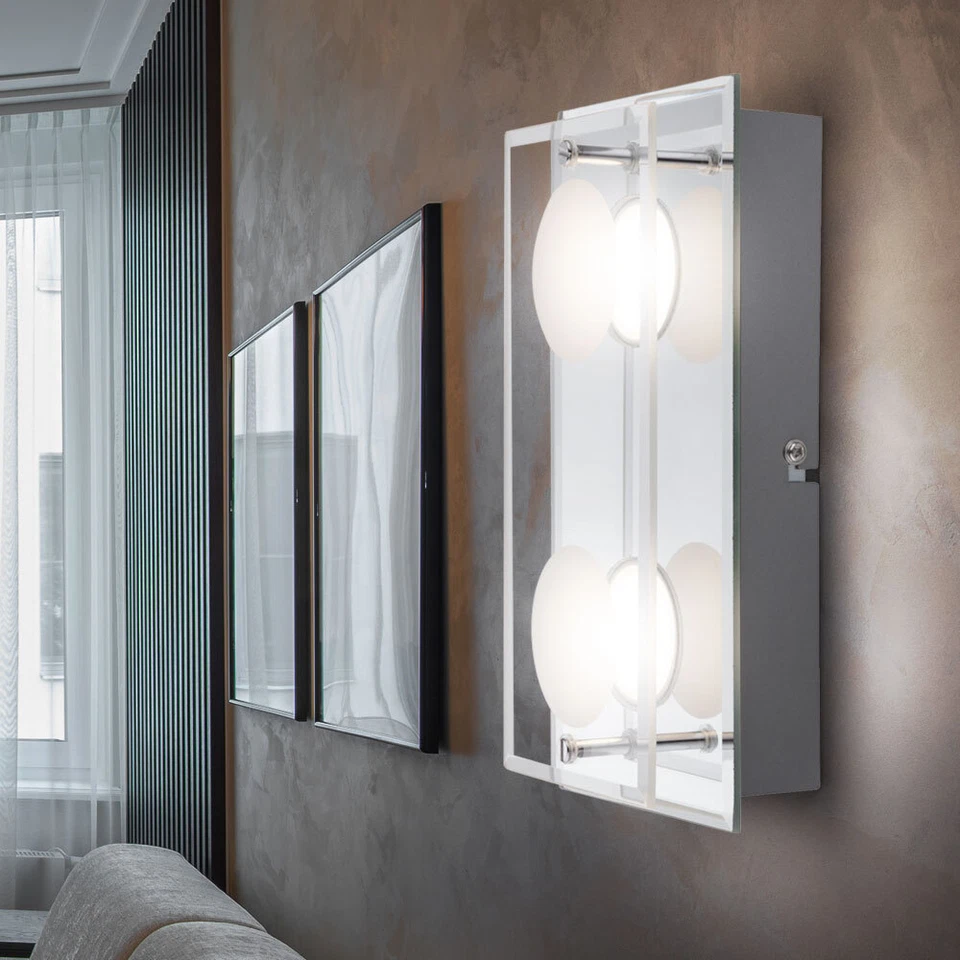 Applique Murale Lampe Salle de Bain Dimmable LED Verre Couloir Chrome L 24 CM - Photo 1/4