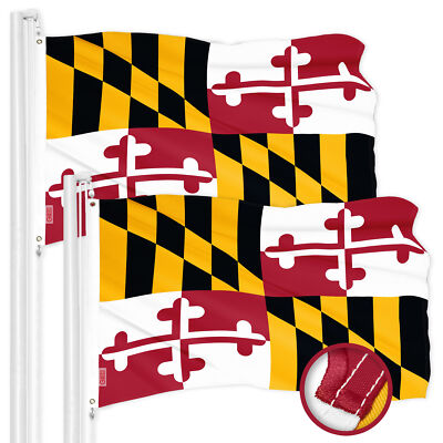G128 2 Pack: Maryland State Flag 3x5 Ft Embroidered 300D Polyester
